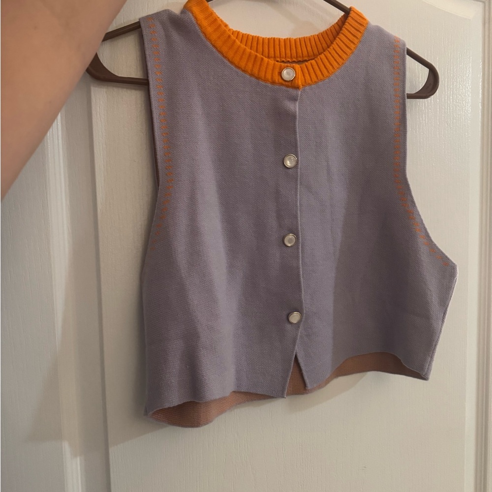 Colorful Button-Up Sleeveless Top